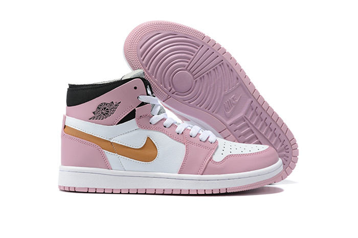 Women's Running Weapon Air Jordan 1 Pink/White Shoes 0230